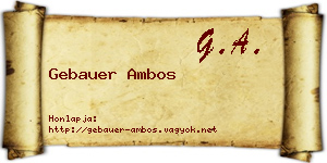 Gebauer Ambos névjegykártya